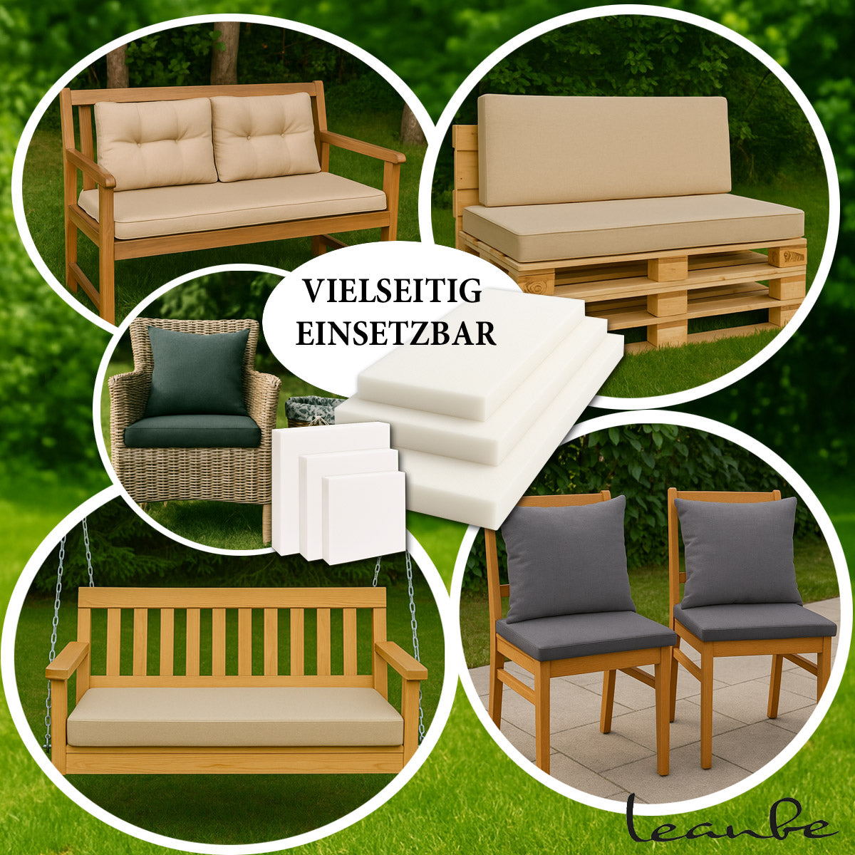 LEANBE Schaumstoffplatte – Hochwertiger Schaumstoff für vielseitige Anwendungen - 40 x 40 x 5 cm