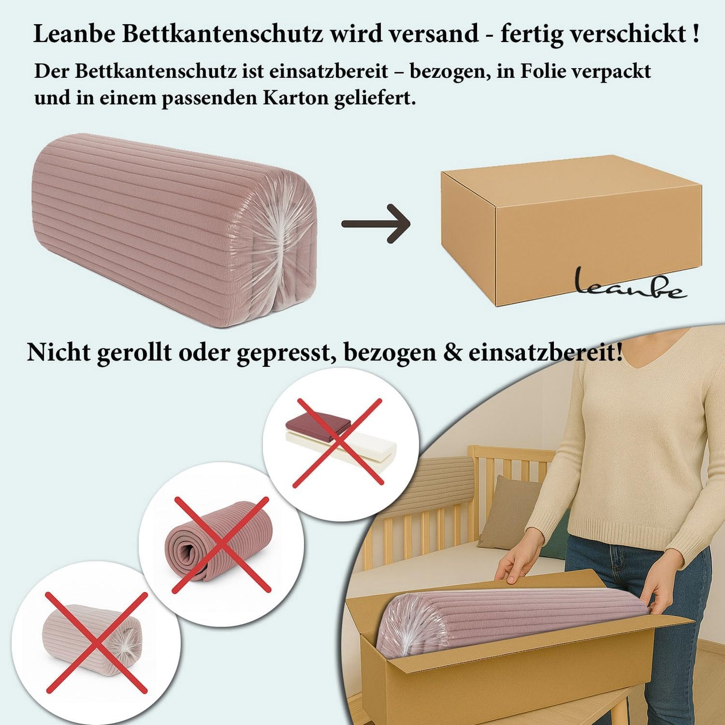 Bettkantenschutz für Babybett – Beige Mikrofaser