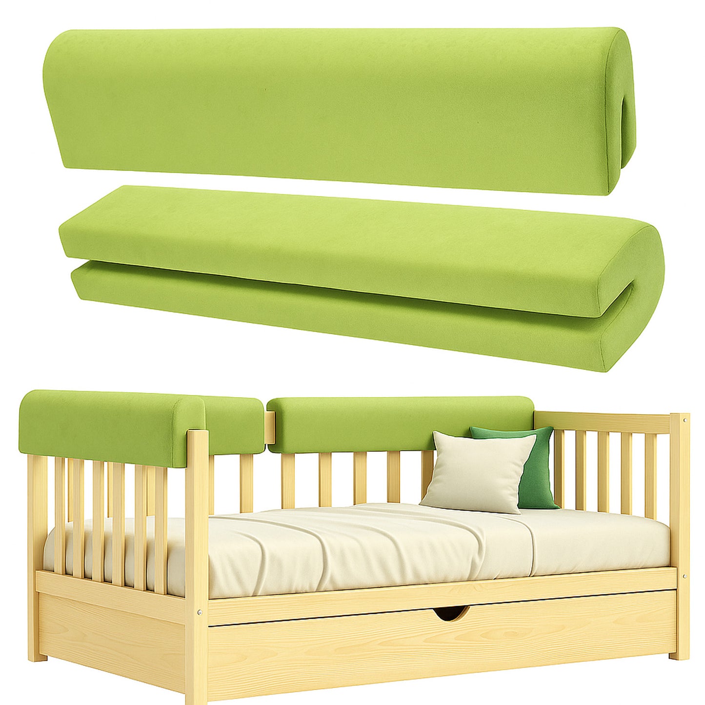 Bettkantenschutz für Babybett – Grün Mikrofaser