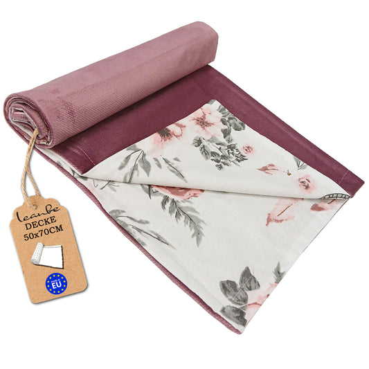 Babydecke 50x70cm doppelseitig Baumwolle/Velours Rosa