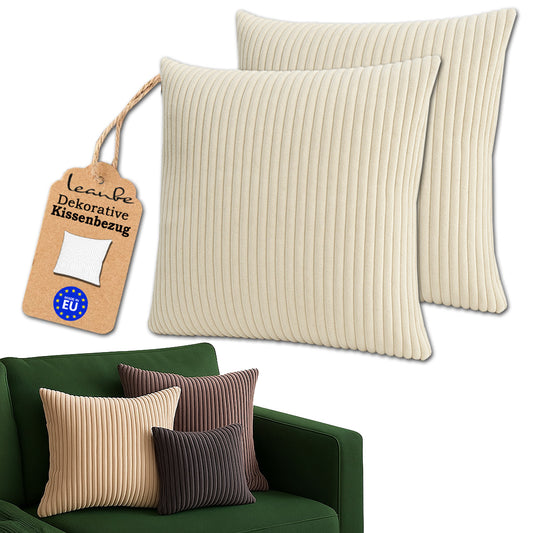 Cord Kissenhülle Set 2 Stck. für Dekokissen Beige
