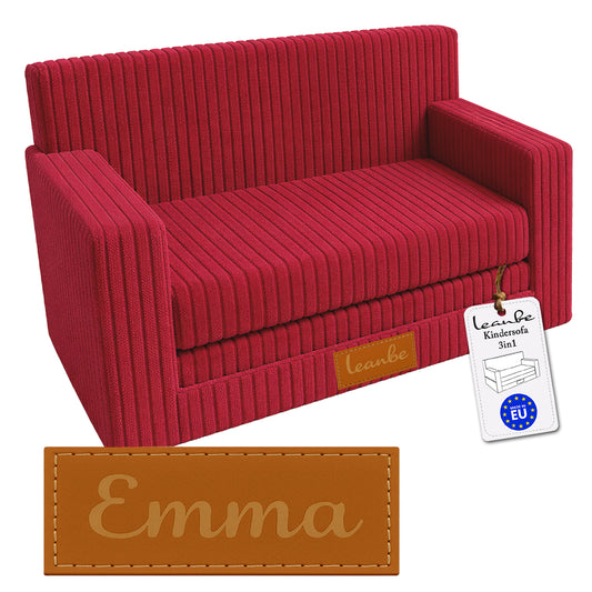 Personalisierbares Kindersofa 3in1 - Rot Cord