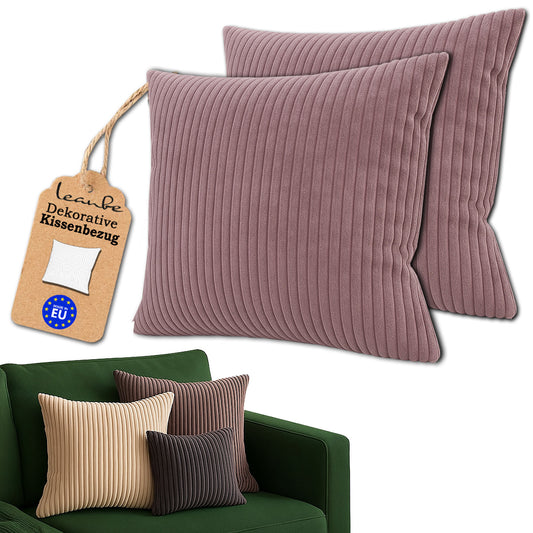 Cord Kissenhülle Set 2 Stck. für Dekokissen Lila