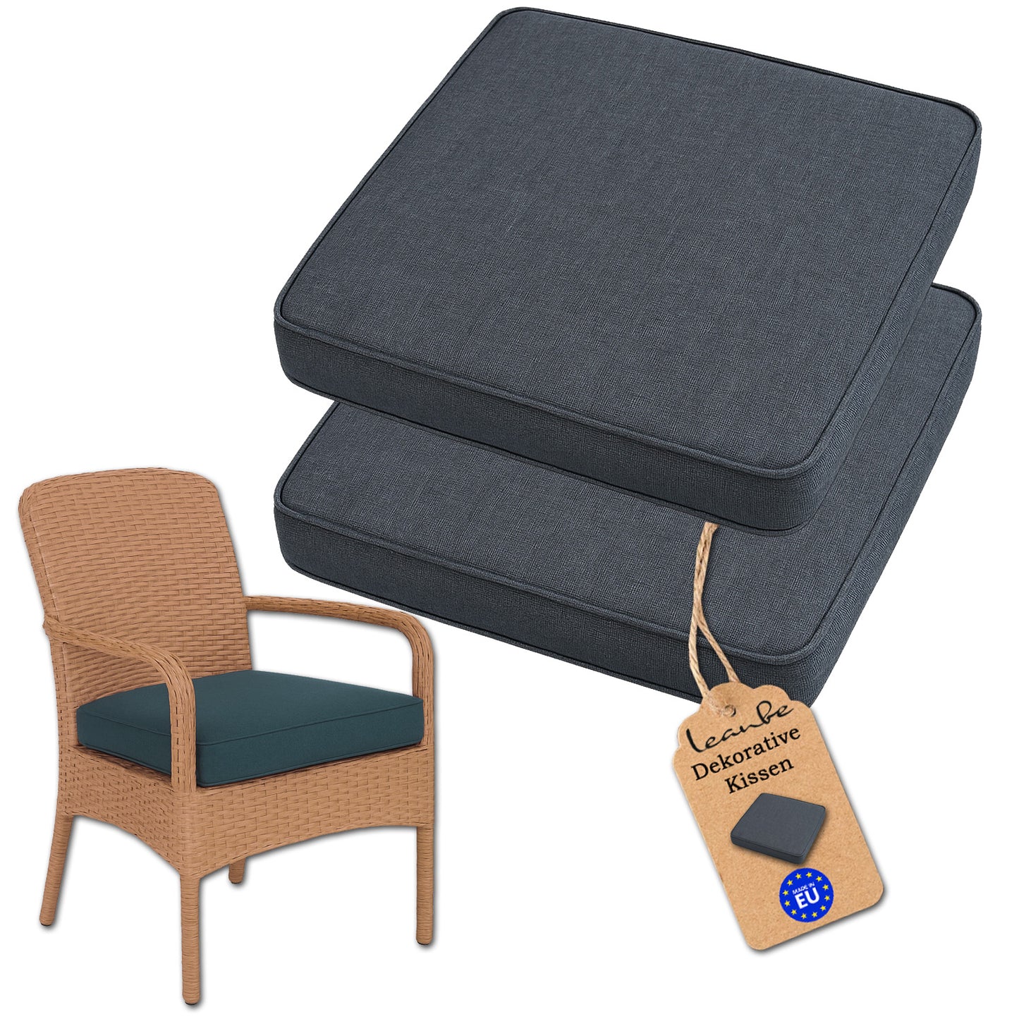 Sitzkissen 2er Set für Garten & Zuhause Navyblau