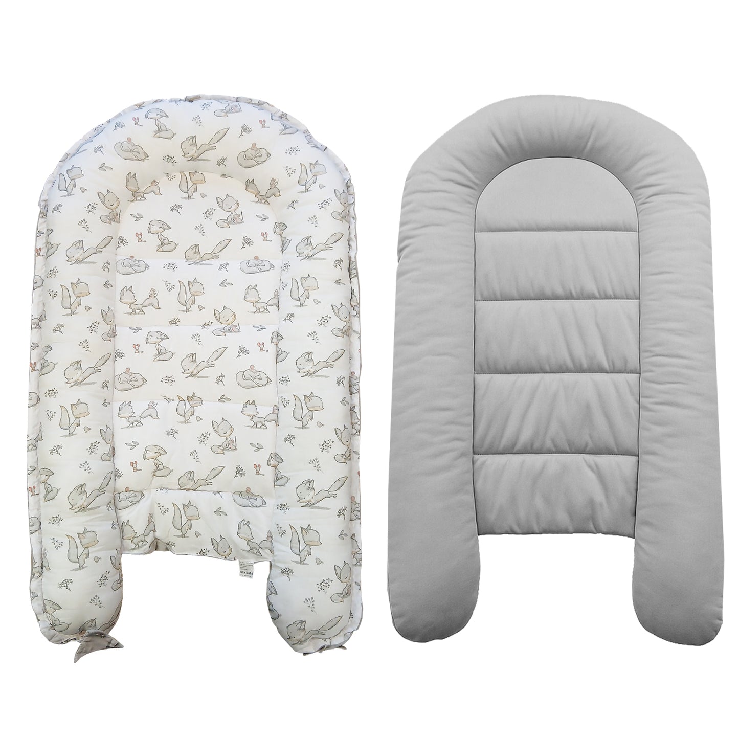LEANBE Babynest Kokon aus Baumwolle & Velours - Grau