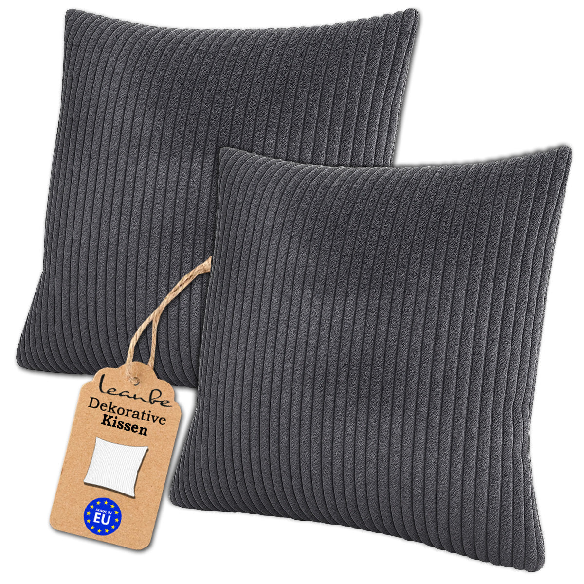 Cord Kissen  Dekokissen Set 2 Stck. - Grau