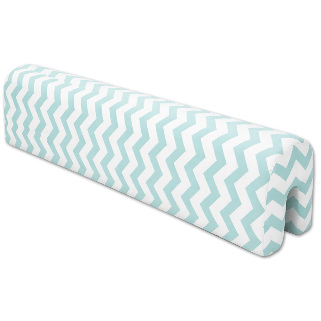 LEANBE Bettkantenschutz 70 cm für Betten -  Kissen für bettumrandung – Türkis Chevron