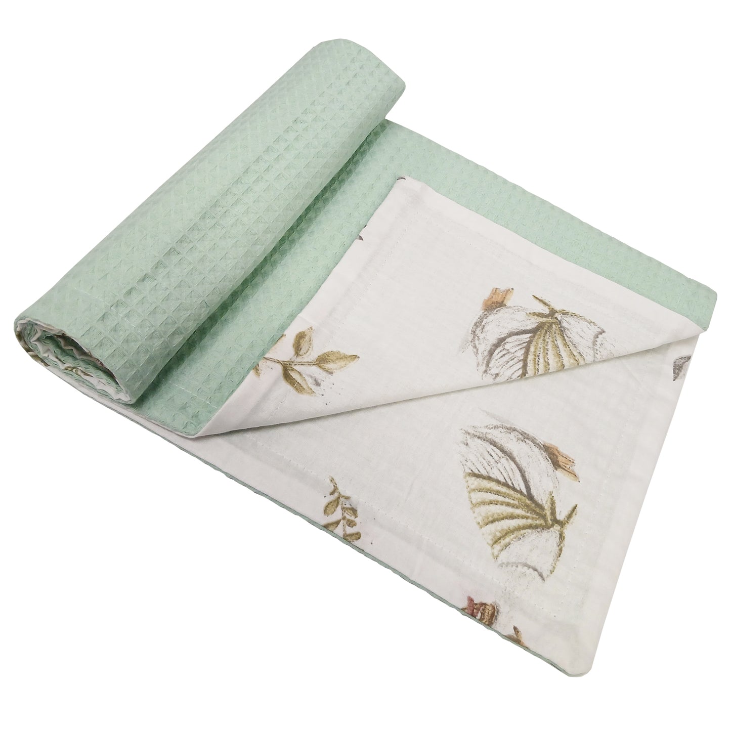 Babydecke 50x70cm doppelseitig Baumwolle/Waffelstoff Mint