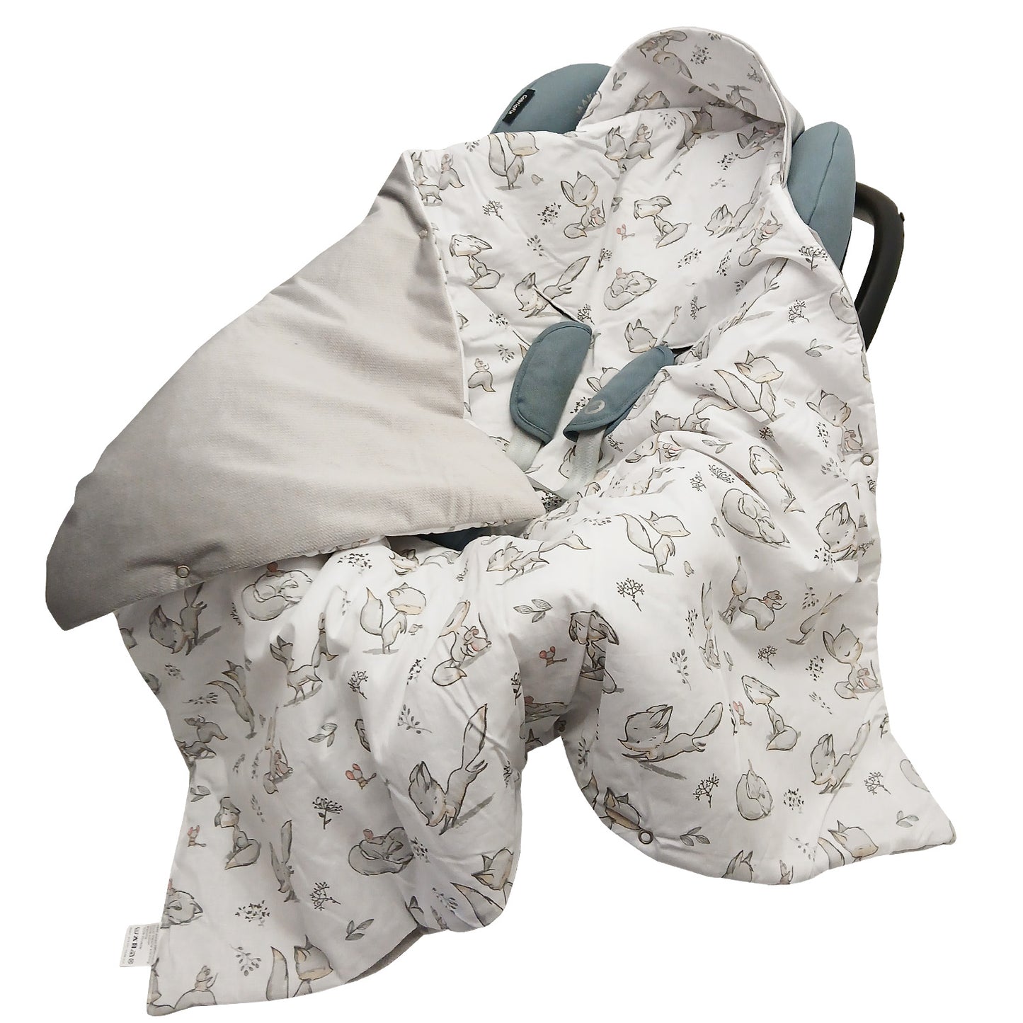 Einschlagdecke Babydecke 86x86 cm – Baumwolle & Velours Grau