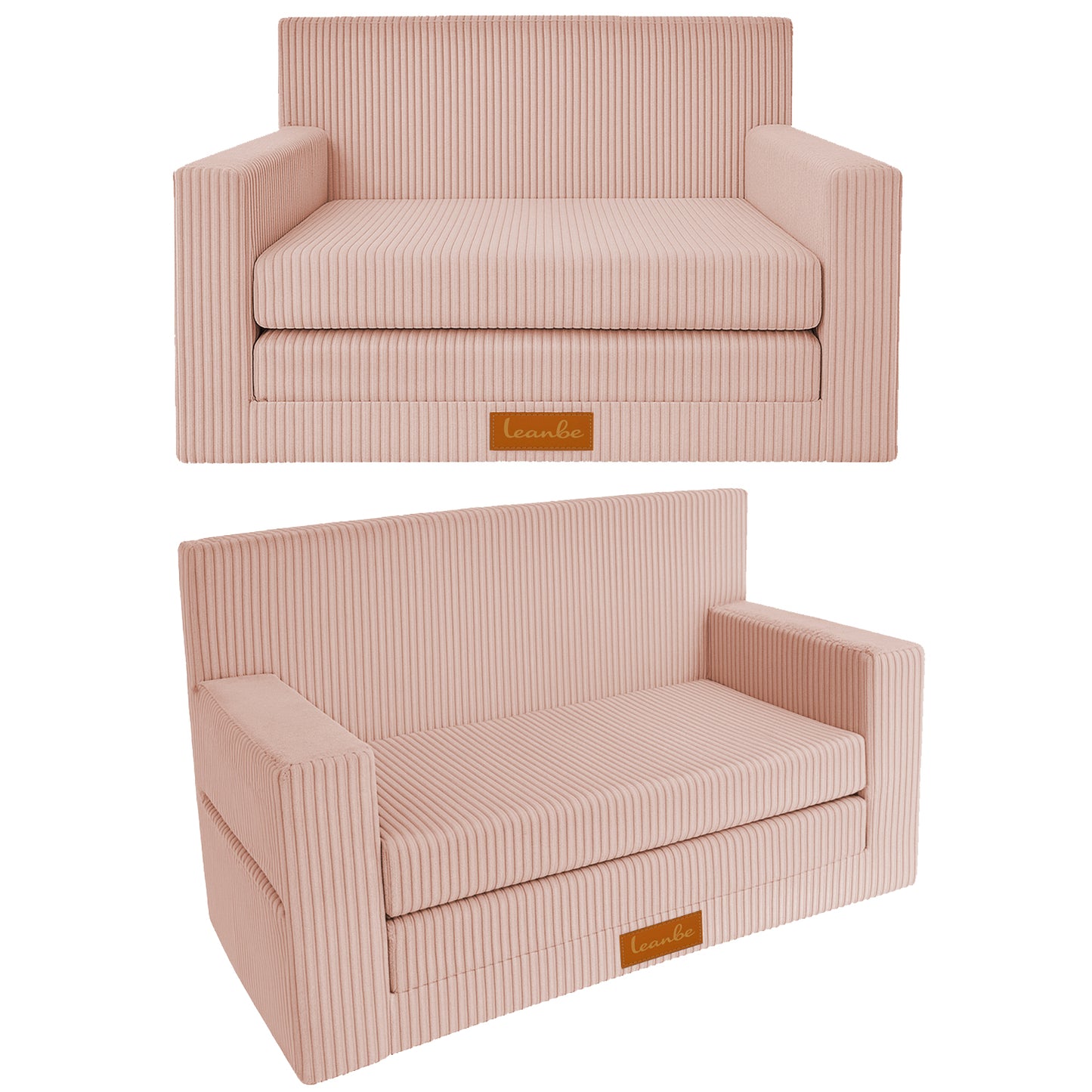 Personalisierbares Kindersofa 3in1 - Rosa Cord
