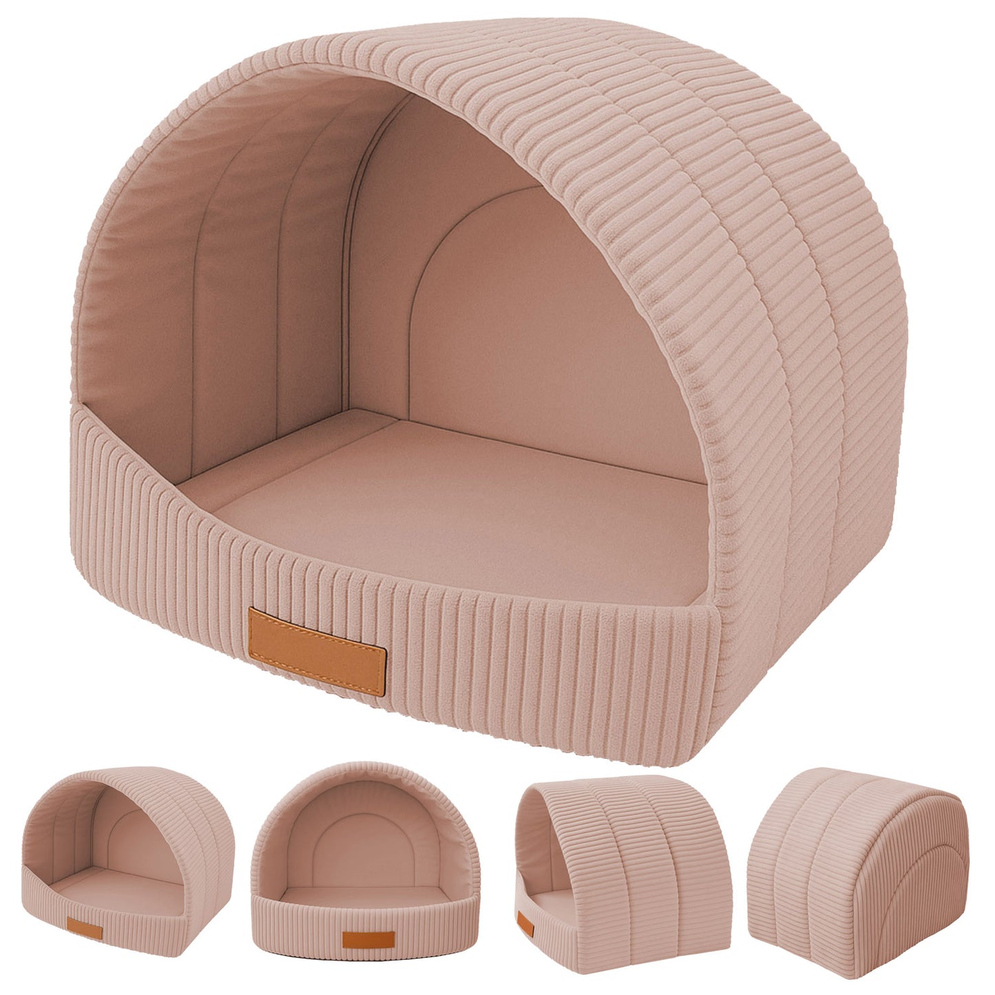 LEANBE Personalisierbare & Stilvolle Cord-Hütte für Hunde und Katzen - Rosa