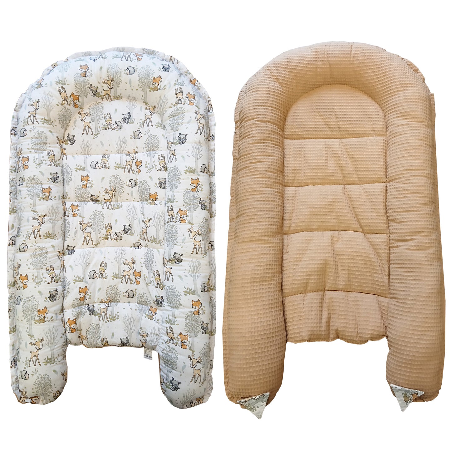 LEANBE Babynest Kokon aus Baumwolle & Waffelstoff - Beige