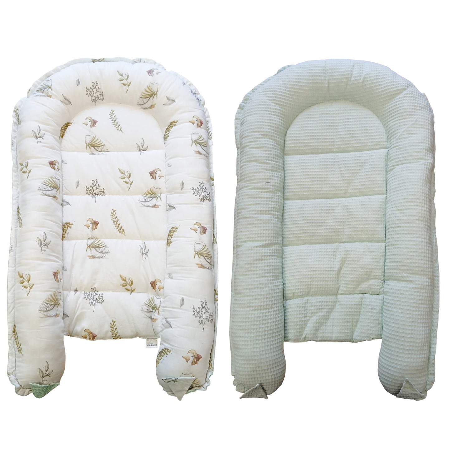 LEANBE Babynest Kokon aus Baumwolle & Waffelstoff - Mint