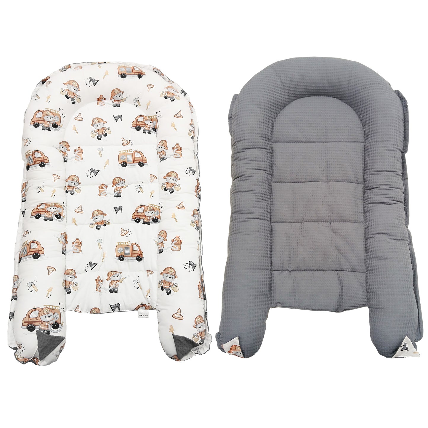 Babynest Kokon aus Baumwolle & Waffelstoff - Grau