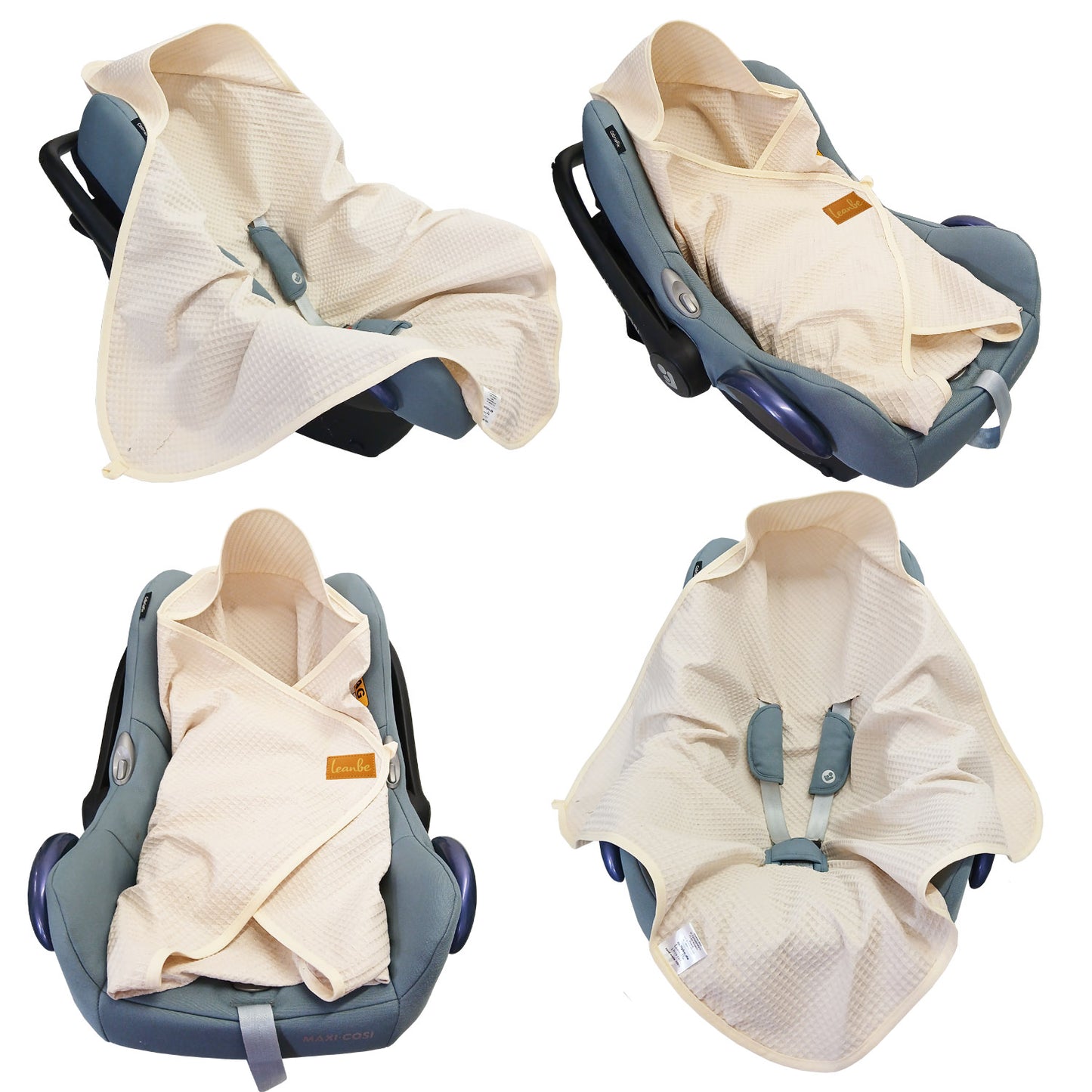 Einschlagdecke aus Waffelstoff für den Sommer 100% Baumwolle Creme