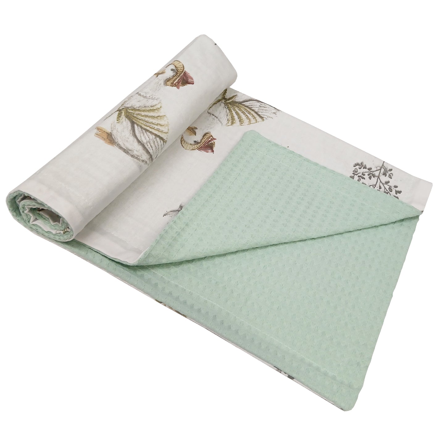 Babydecke 50x70cm doppelseitig Baumwolle/Waffelstoff Mint
