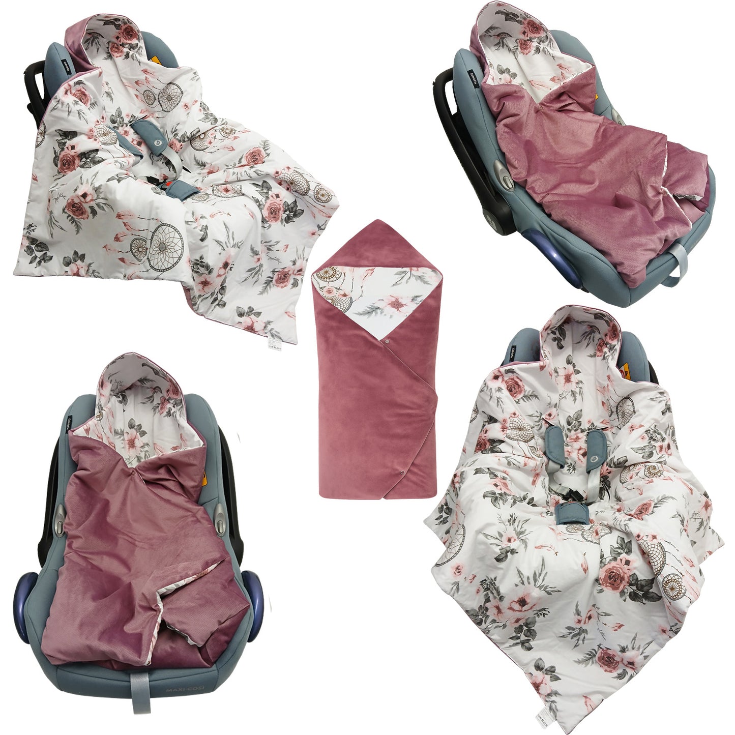 Einschlagdecke Babydecke 86x86 cm – Baumwolle & Velours Rosa