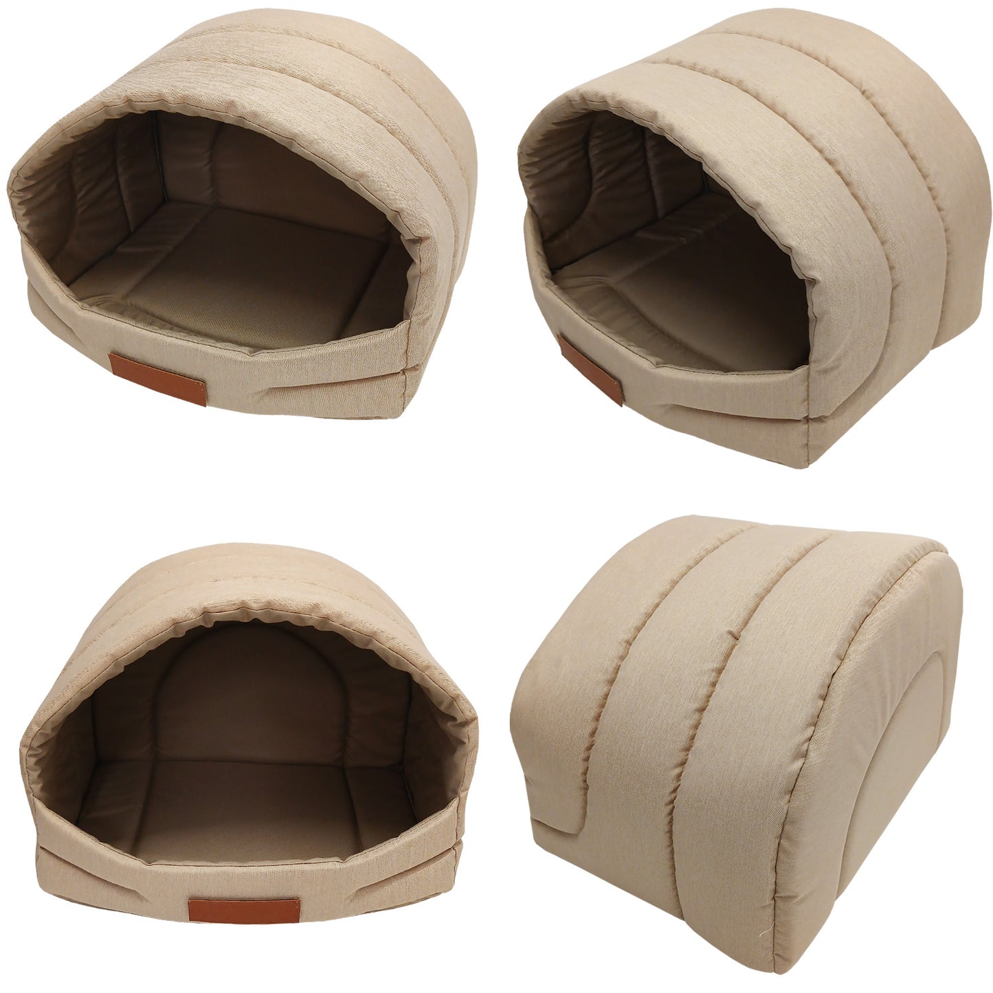 LEANBE Personalisierte Schlafhöhle Hundehaus für Hunde und Katzen Beige