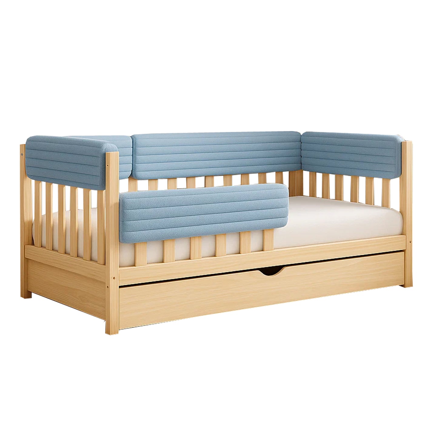 Bettkantenschutz für Babybett – Blau Cord