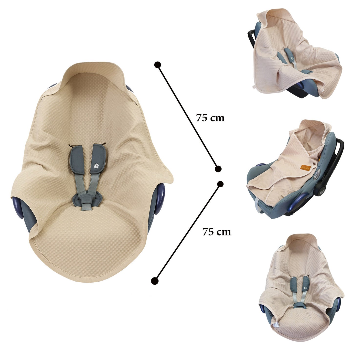 LEANBE Einschlagdecke aus Waffelstoff für den Sommer 100% Baumwolle Beige