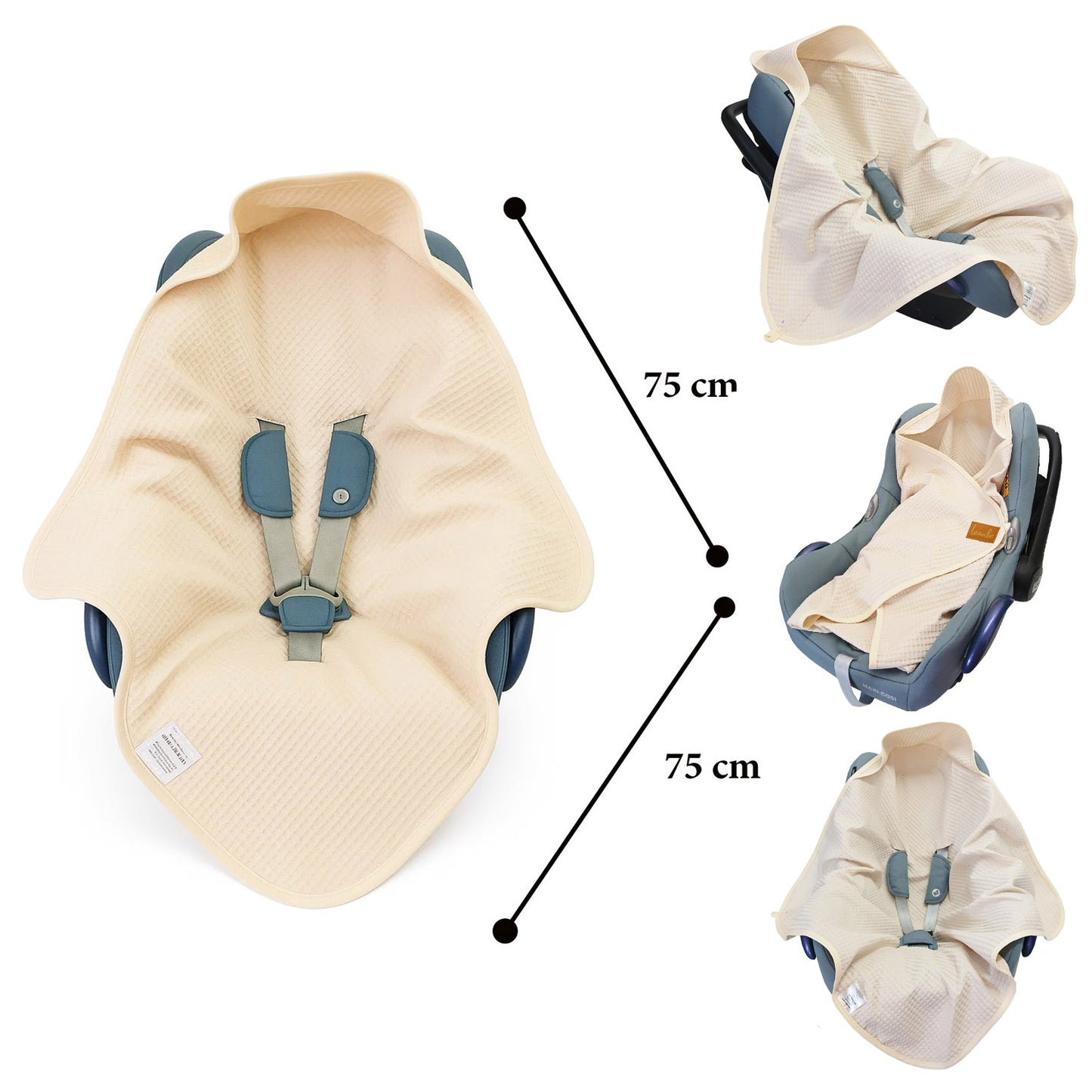 Einschlagdecke aus Waffelstoff für den Sommer 100% Baumwolle Creme