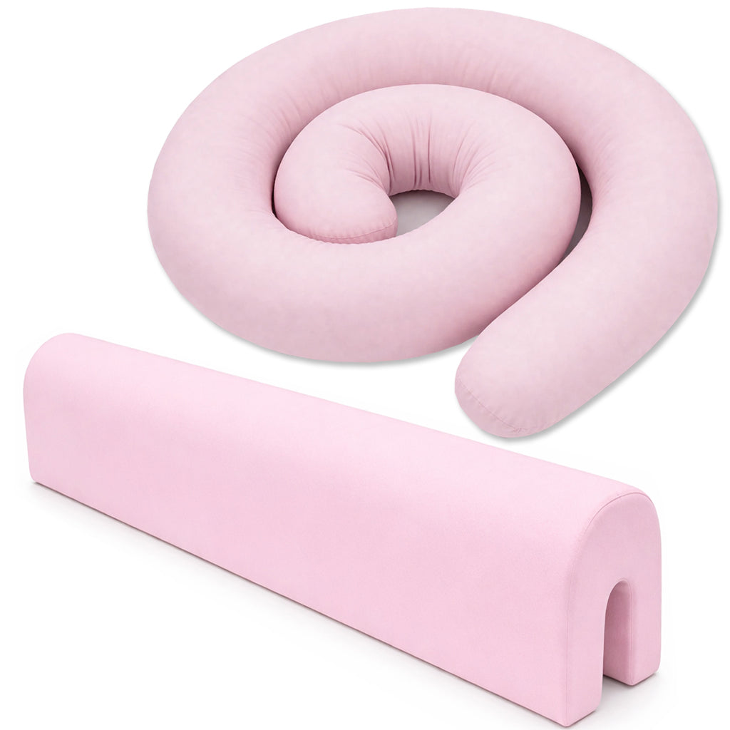 LEANBE Bettkantenschutz 70x20x14 cm + Bettschlange 150x15 cm – Rosa