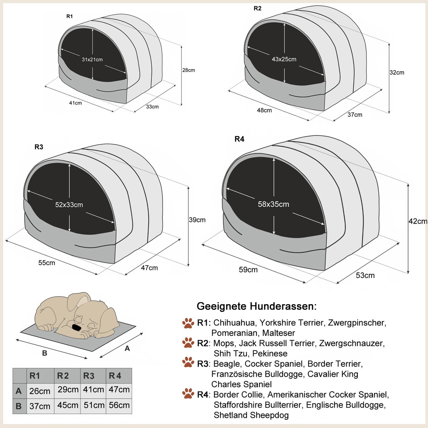 LEANBE Personalisierbare & Stilvolle Cord-Hütte für Hunde und Katzen - Beige