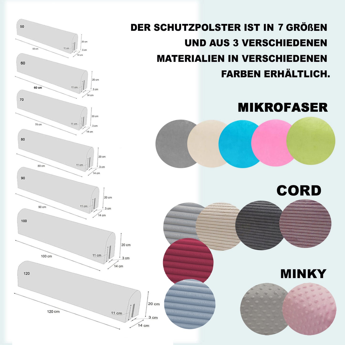 Bettkantenschutz für Babybett – Blau Cord