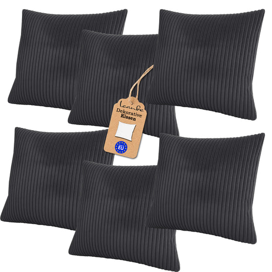 Cord Kissen  Dekokissen Set 6 Stck. - Grau