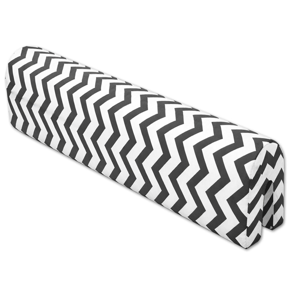 LEANBE Bettkantenschutz 70 cm für Betten -  Kissen für bettumrandung – Schwarz Chevron Baumwolle
