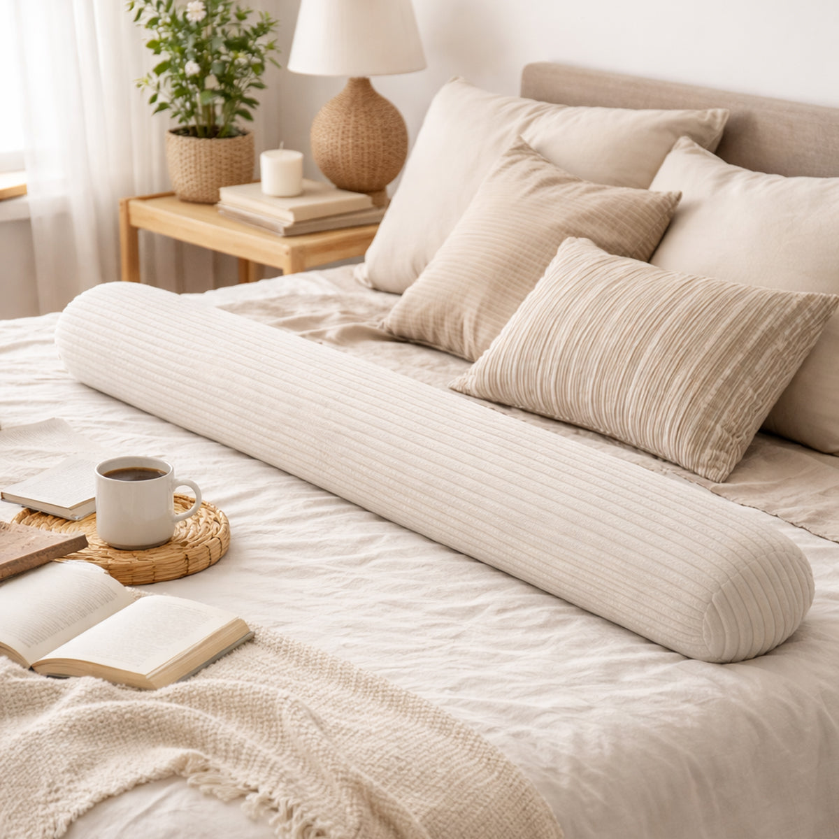 Bettschlange Stillkissen Seitenschläferkissen 150 cm Beige Cord