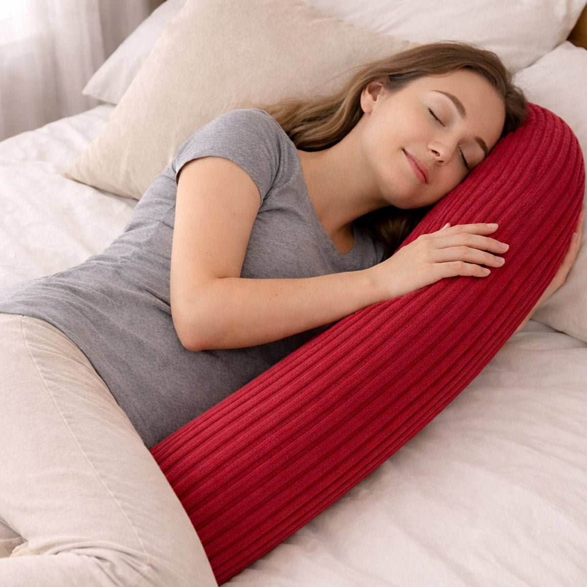 Bettschlange Stillkissen Seitenschläferkissen 150 cm Winerot Plüsch