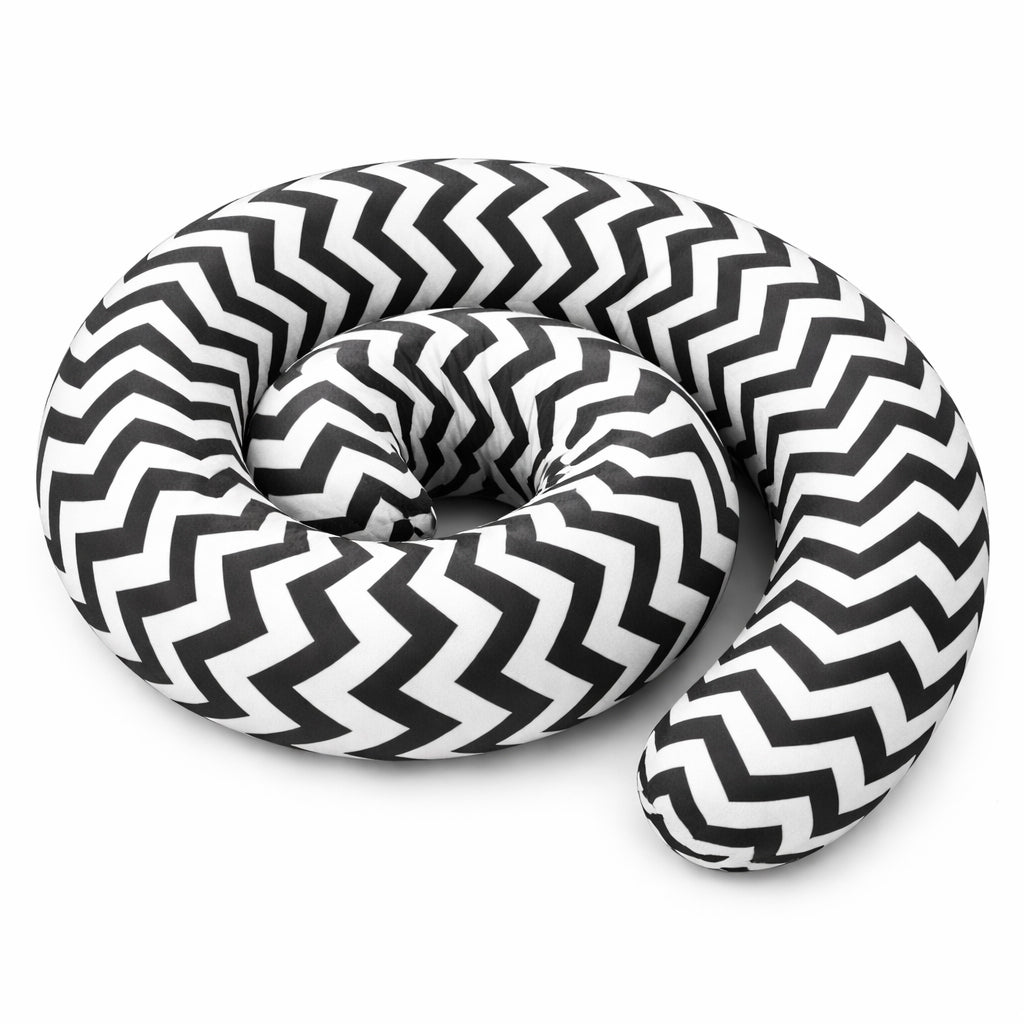 LEANBE Bettkantenschutz 70x20x14 cm + Bettschlange 150x15 cm – Schwarz-Weiß Chevron