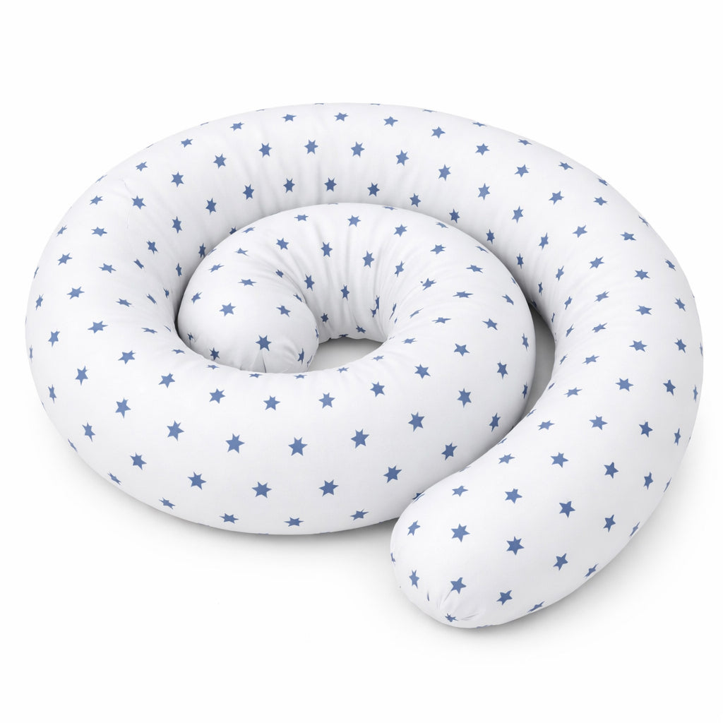 LEANBE Bettkantenschutz 70x20x14 cm + Bettschlange 150x15 cm – Blaue Sterne