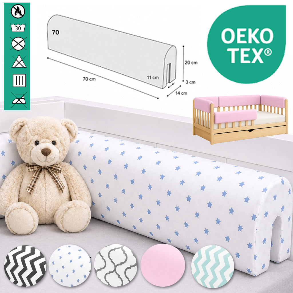 LEANBE Bettkantenschutz 70 cm für Betten -  Kissen für bettumrandung – Graues Ornament Baumwolle