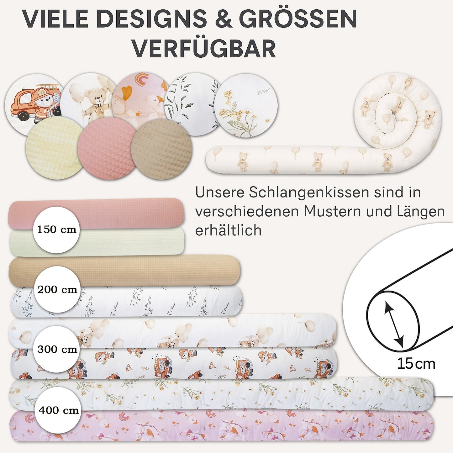 Bettschlange Stillkissen Seitenschläferkissen 150-400 cm  Feuerwehrteddy