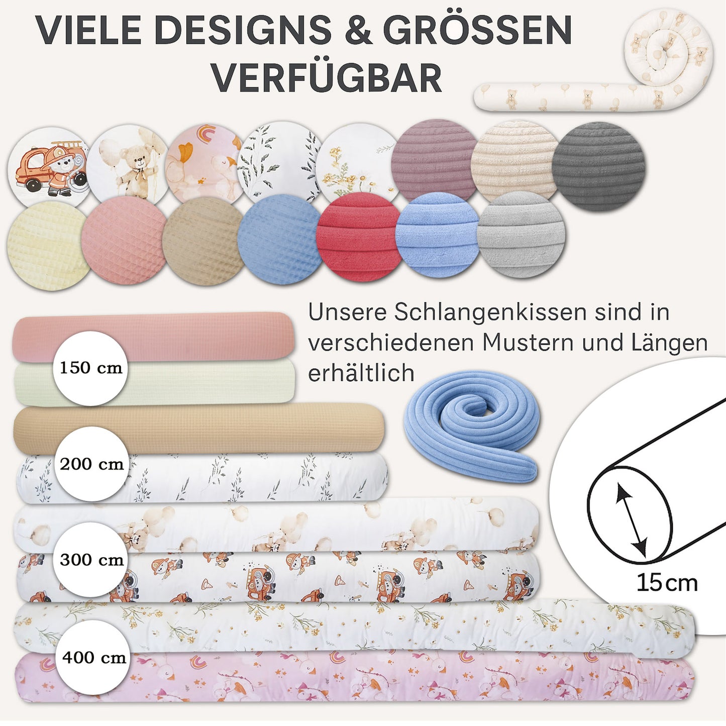 LEANBE Bettschlange Stillkissen – Vielseitiges Seitenschläferkissen 150-400 cm Blau