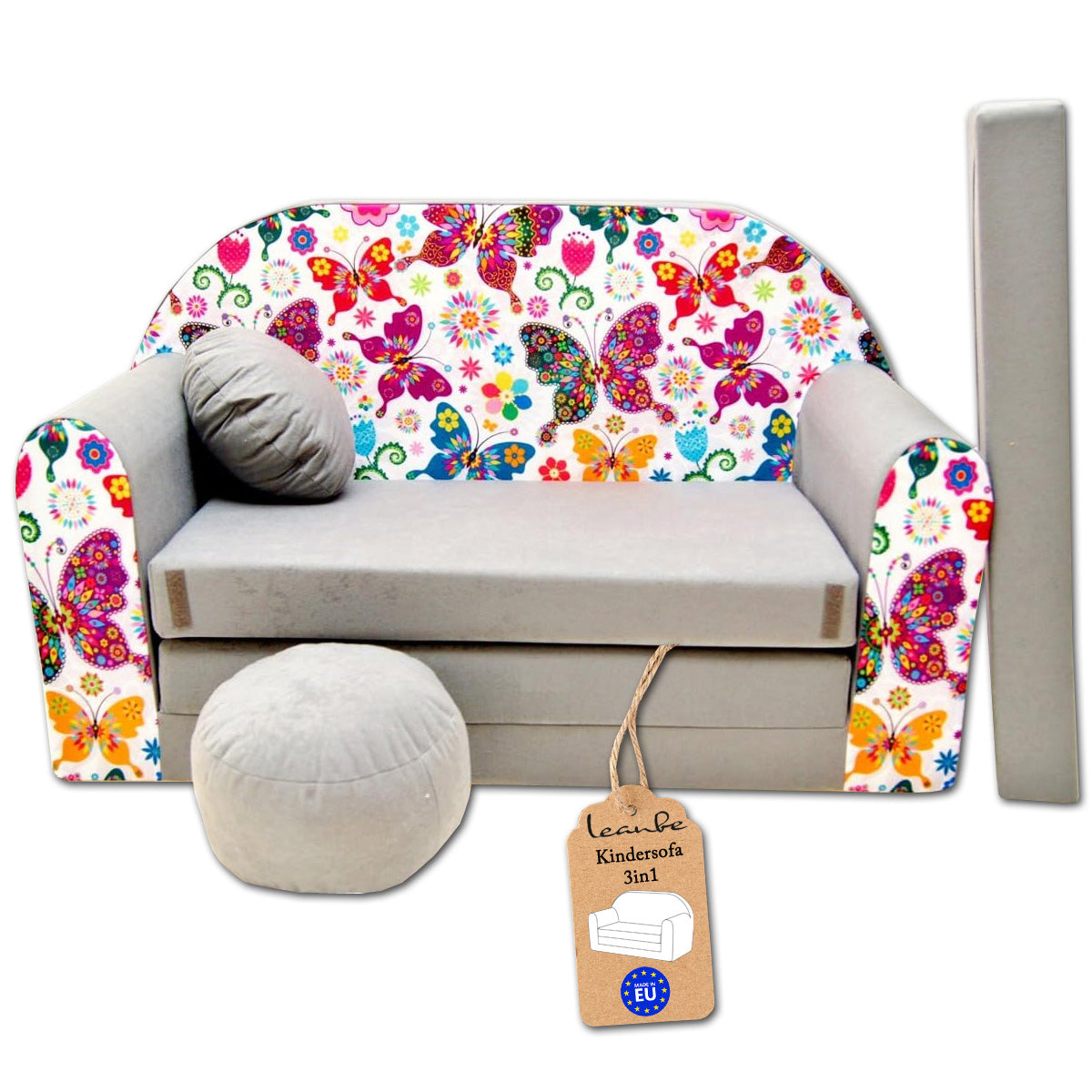 LEANBE Kindersofa 3-in-1 – Multifunktionales Spiel- und Schlafsofa für Kinderzimmer A33