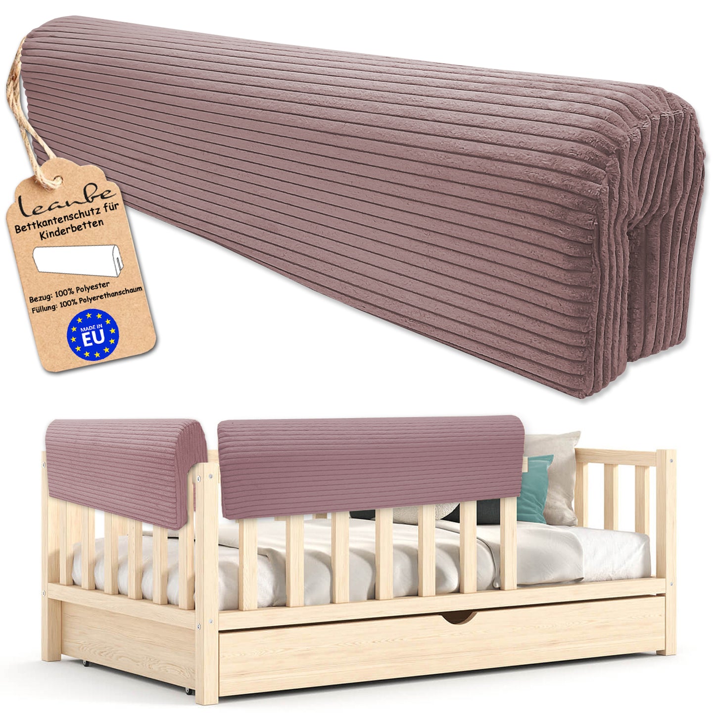 Bettkantenschutz für Babybett – Lila Cord