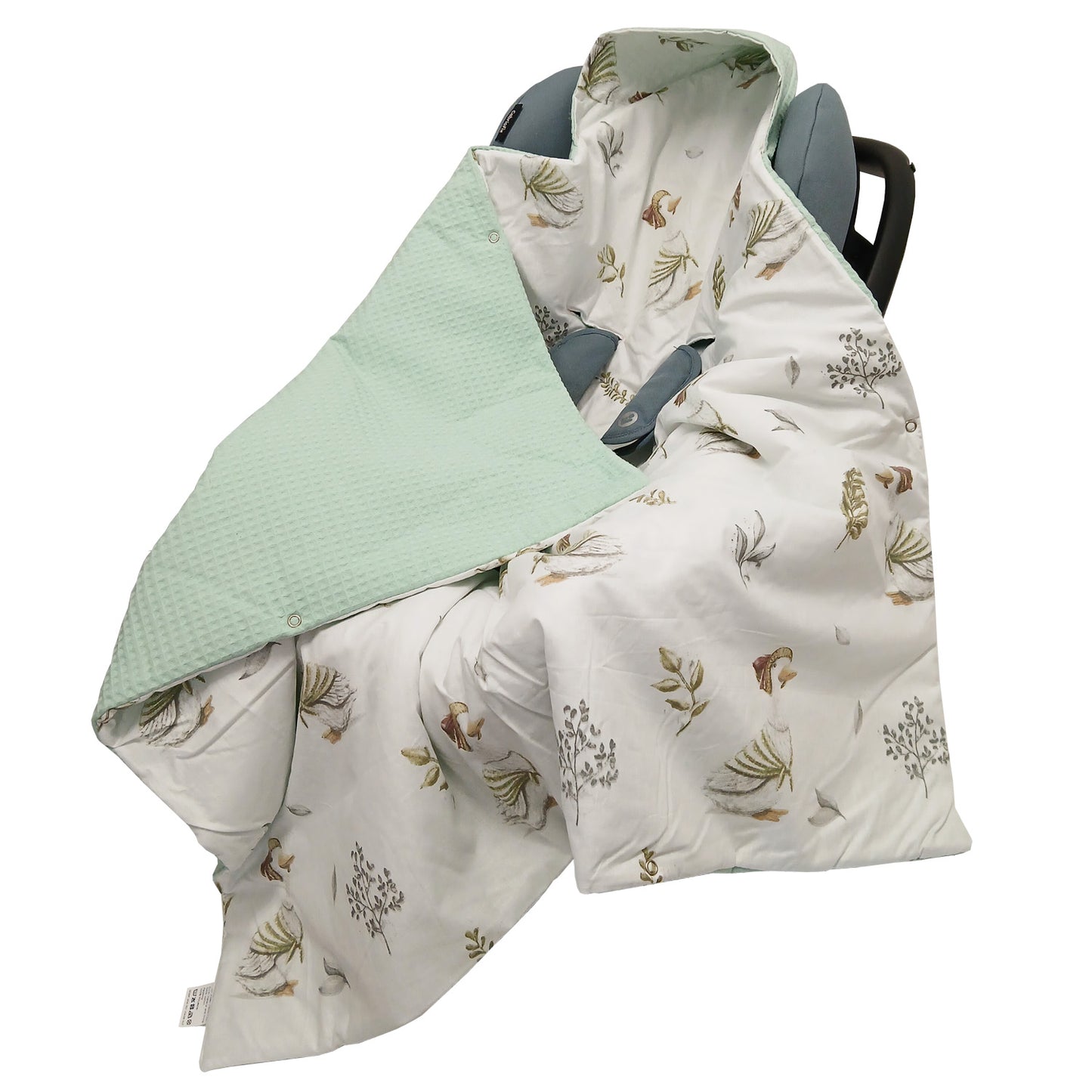Einschlagdecke Babydecke 86x86 cm – Baumwolle & Waffelstoff Mint