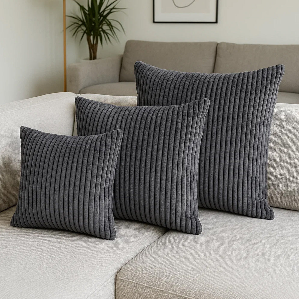 Cord Kissen  Dekokissen Set 6 Stck. - Grau