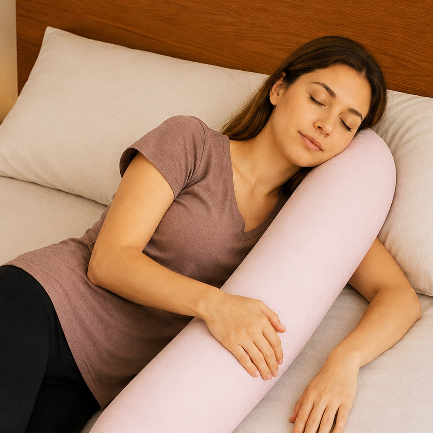 LEANBE Bettschlange Stillkissen – Vielseitiges Seitenschläferkissen 150 cm - Rosa