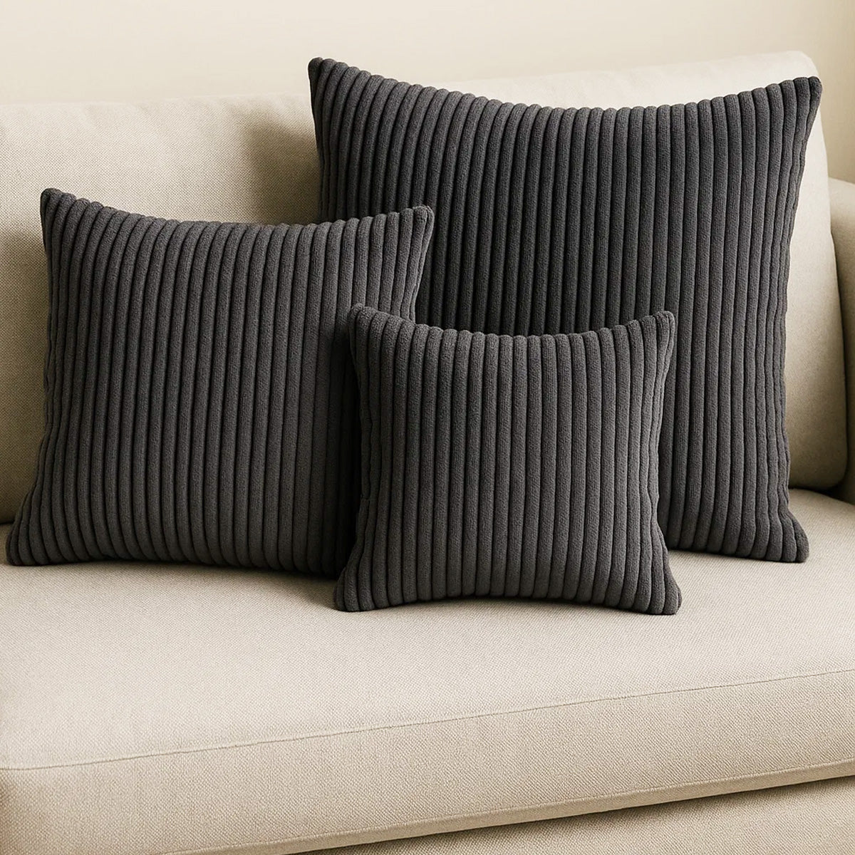 Cord Kissen  Dekokissen Set 6 Stck. - Grau