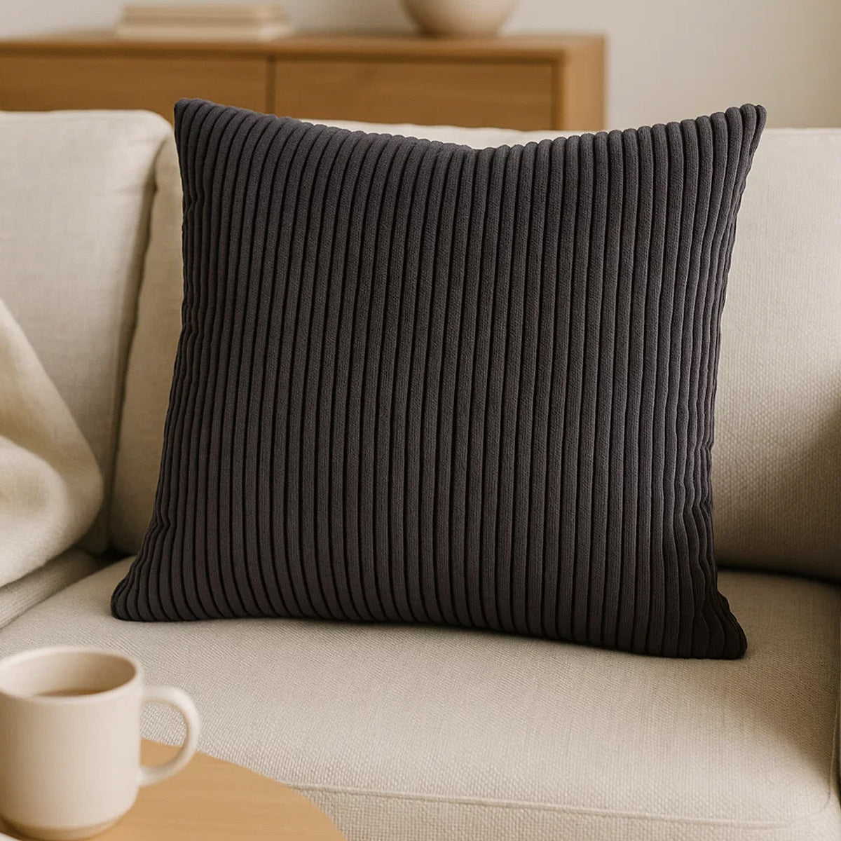 Cord Kissen  Dekokissen Set 6 Stck. - Grau