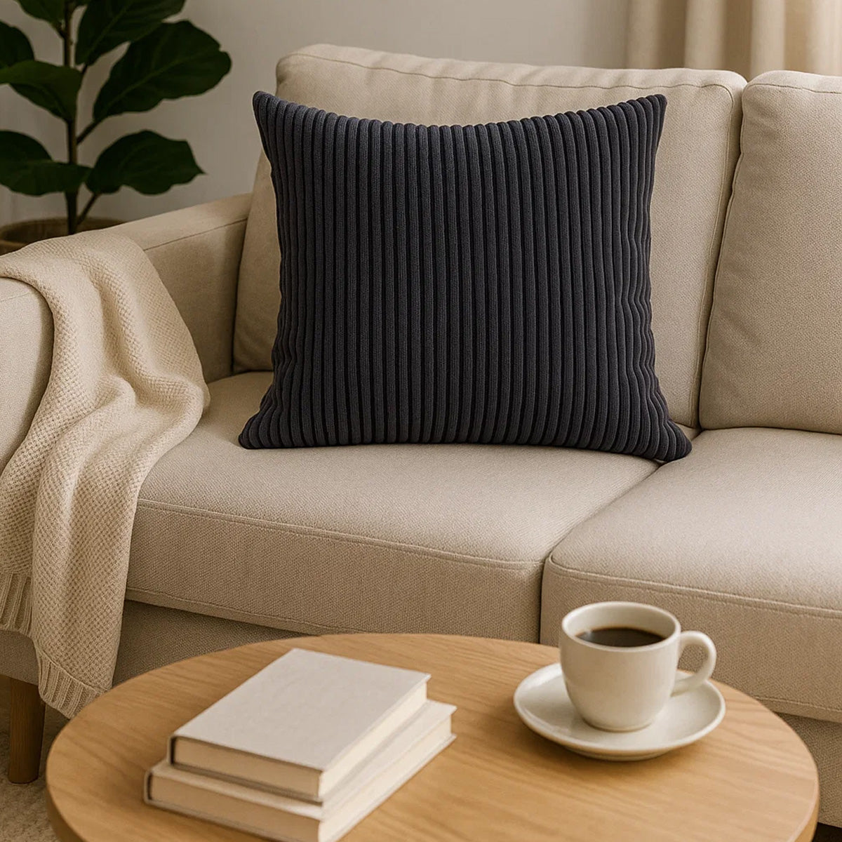 Cord Kissen  Dekokissen Set 6 Stck. - Grau