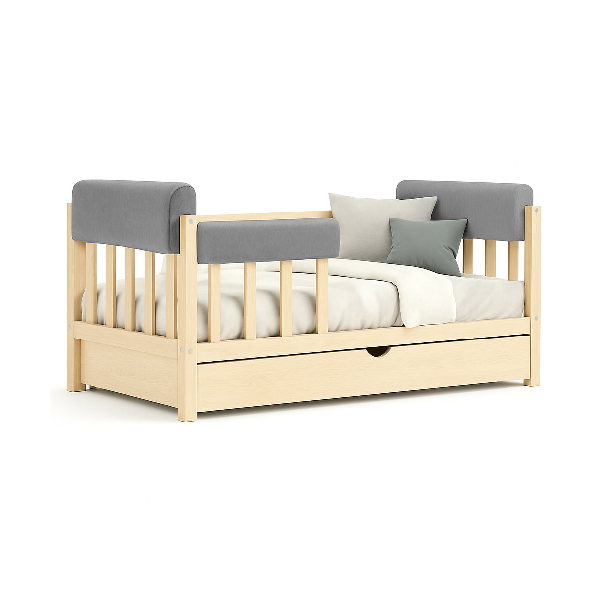 Bettkantenschutz für Babybett – Grau Mikrofaser