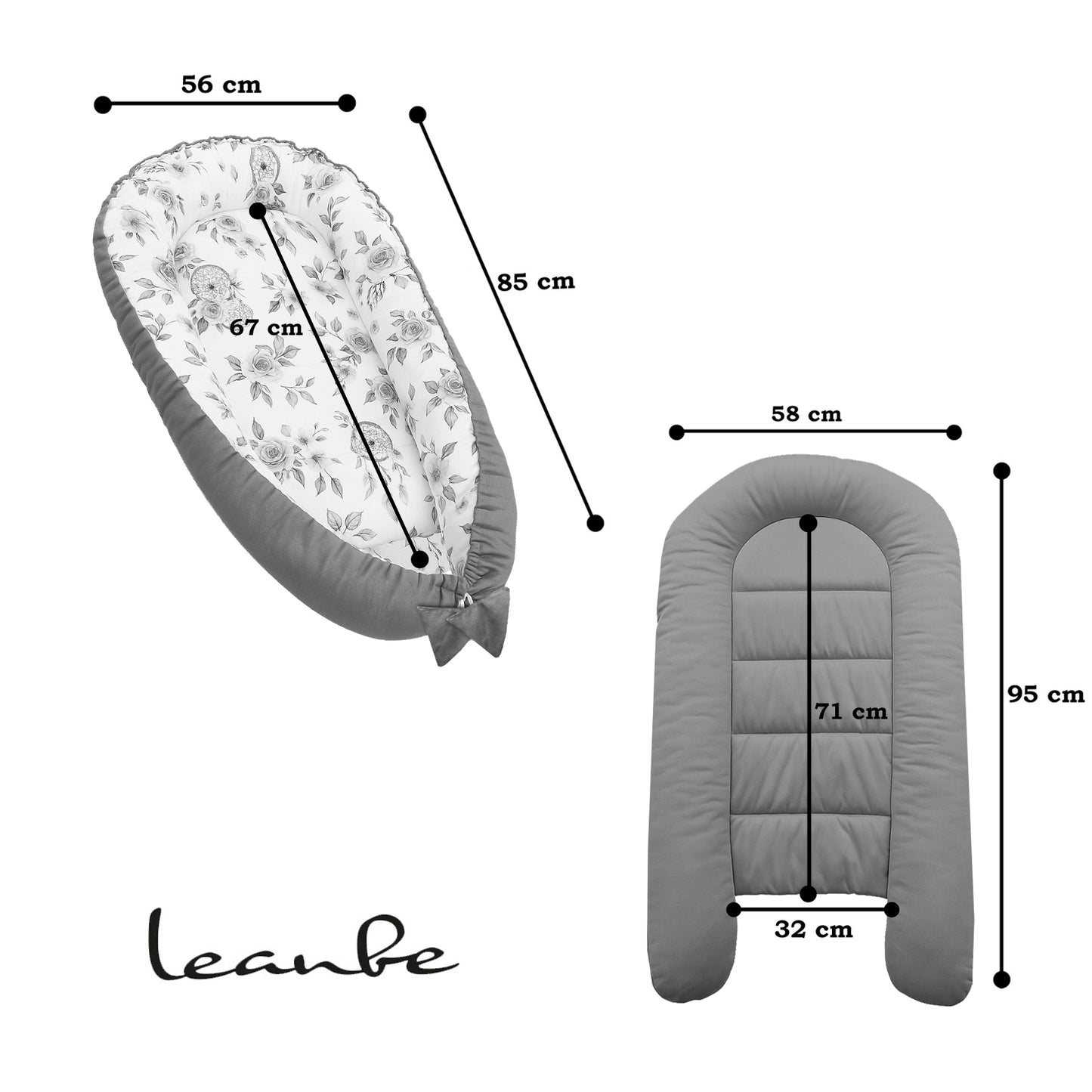 Babynest Kokon aus Baumwolle & Velours - Rosa