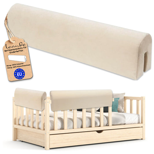 Bettkantenschutz für Babybett – Beige Mikrofaser