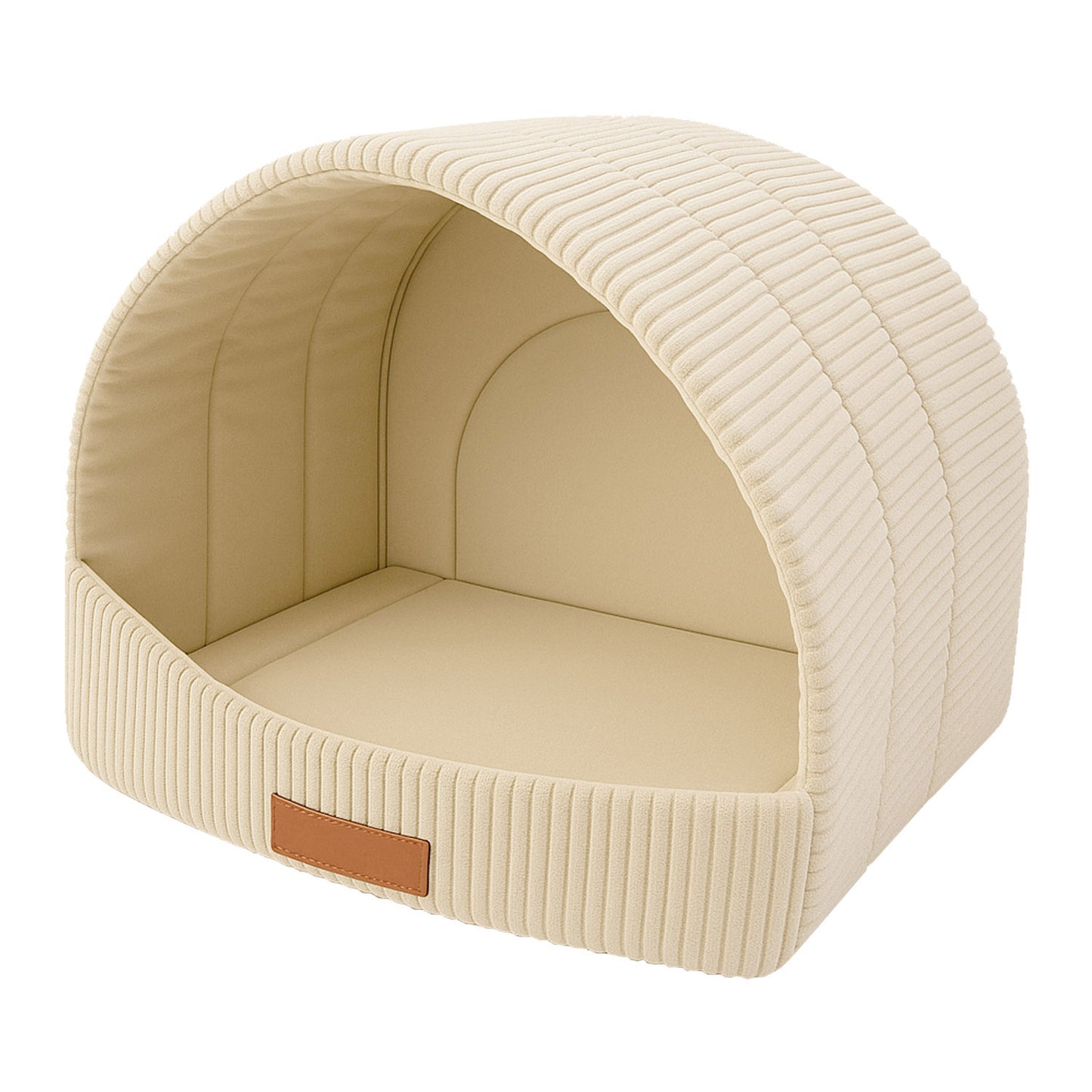 LEANBE Personalisierbare & Stilvolle Cord-Hütte für Hunde und Katzen - Beige
