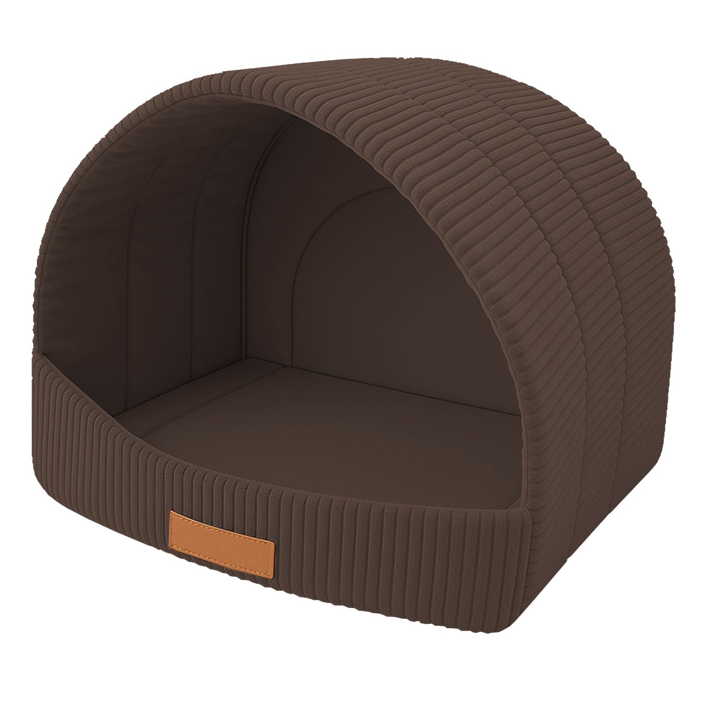 LEANBE Personalisierbare & Stilvolle Cord-Hütte für Hunde und Katzen - Braun